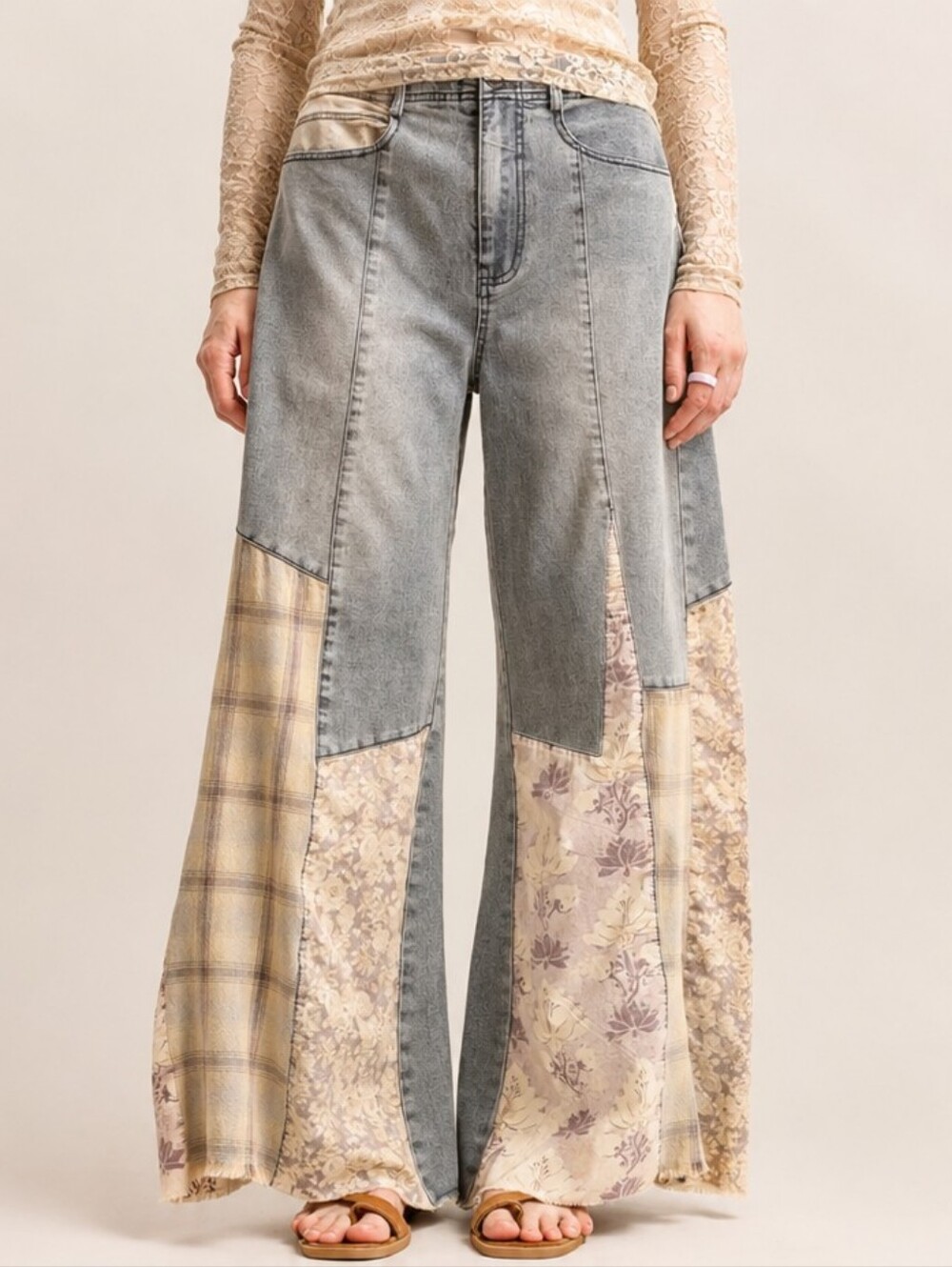 #1770 Blue Velvet Vintage Meadow Patchwork Jeans